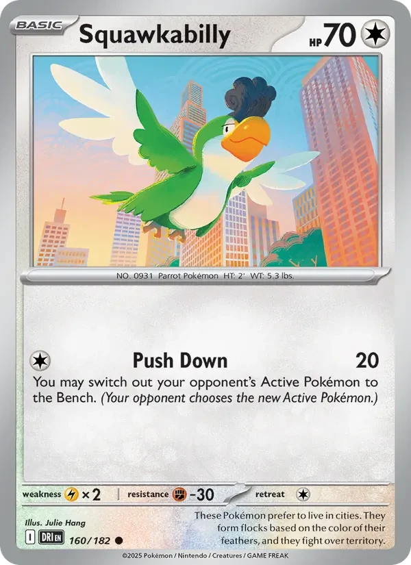 Squawkabilly 160/182 Destined Rivals Pokémon card, Common, front scan