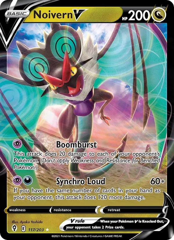 Noivern V 117/203 Evolving Skies Pokémon card, Holo Rare V, front scan