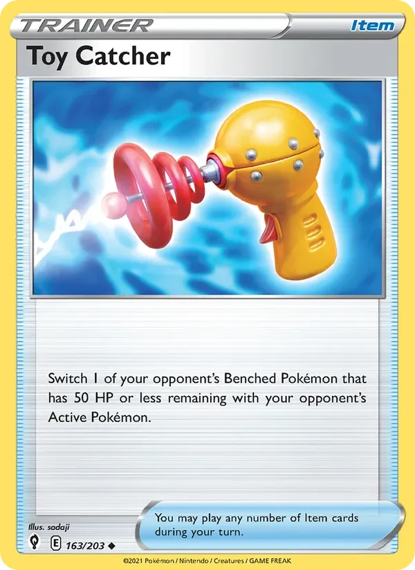Toy Catcher 163/203 Evolving Skies Pokémon card, Uncommon, front scan
