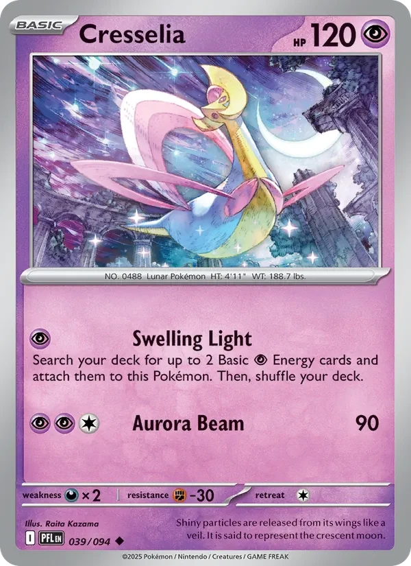 Cresselia 039/094 Phantasmal Flames Pokémon card, Uncommon, front scan