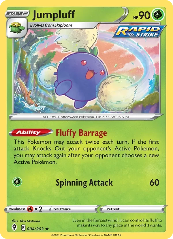 Jumpluff 004/203 Evolving Skies Pokémon card, Holo Rare, front scan