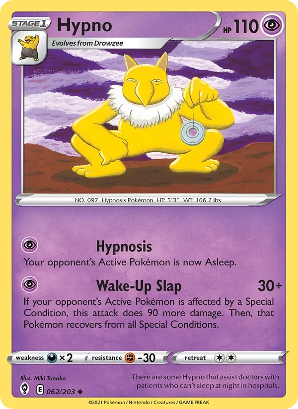 Hypno 062/203 Evolving Skies Pokémon card, Uncommon, front scan