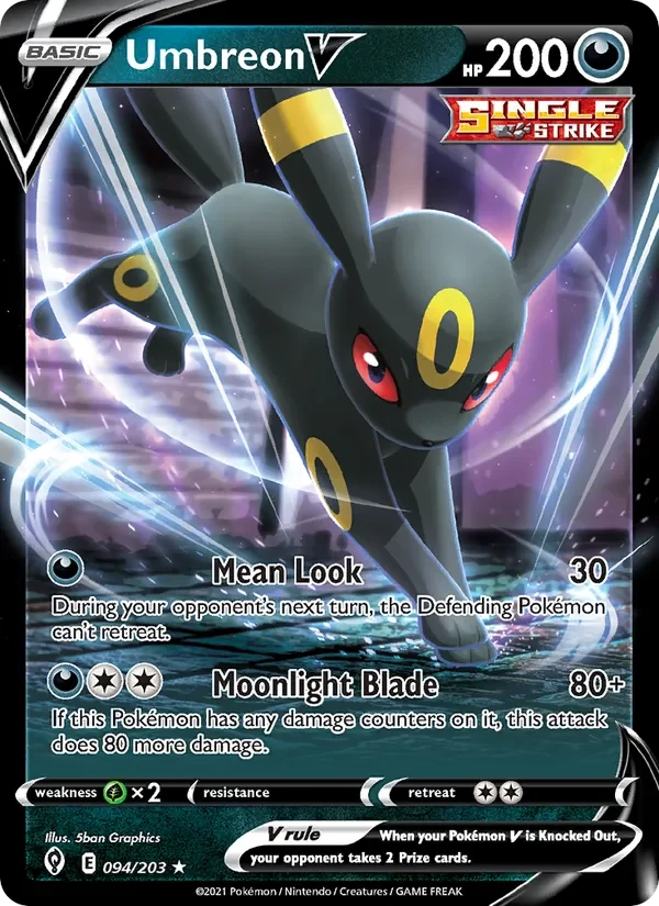 Umbreon V 094/203 Evolving Skies Pokémon card, Holo Rare V, front scan