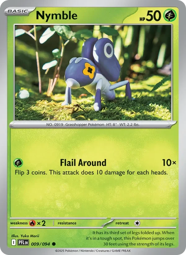 Nymble 009/094 Phantasmal Flames Pokémon card, Common, front scan