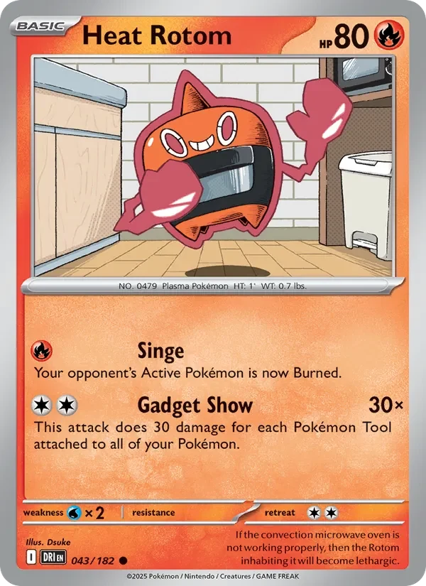 Heat Rotom 043/182 Destined Rivals Pokémon card, Common, front scan
