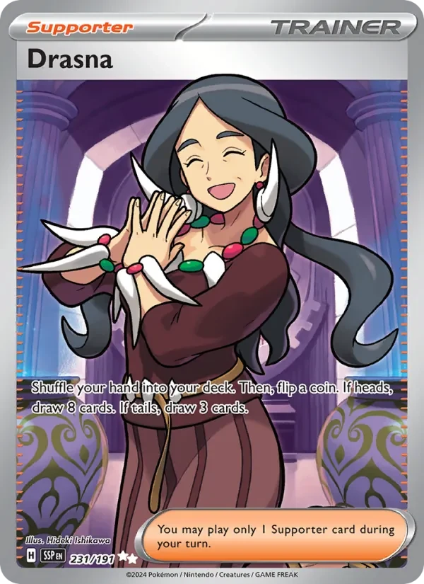 Drasna 231/191 Surging Sparks Pokémon card, Ultra Rare, front scan