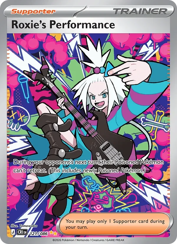 Roxie's Performance 121/086 Chaos Rising Pokémon card, Special Illustration Rare, front scan