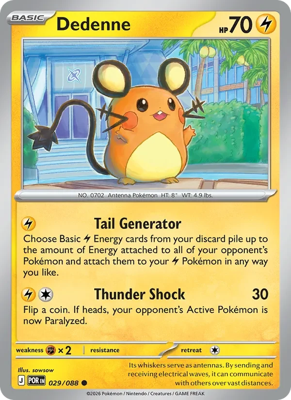 Dedenne 029/088 Perfect Order Pokémon card, Common, front scan