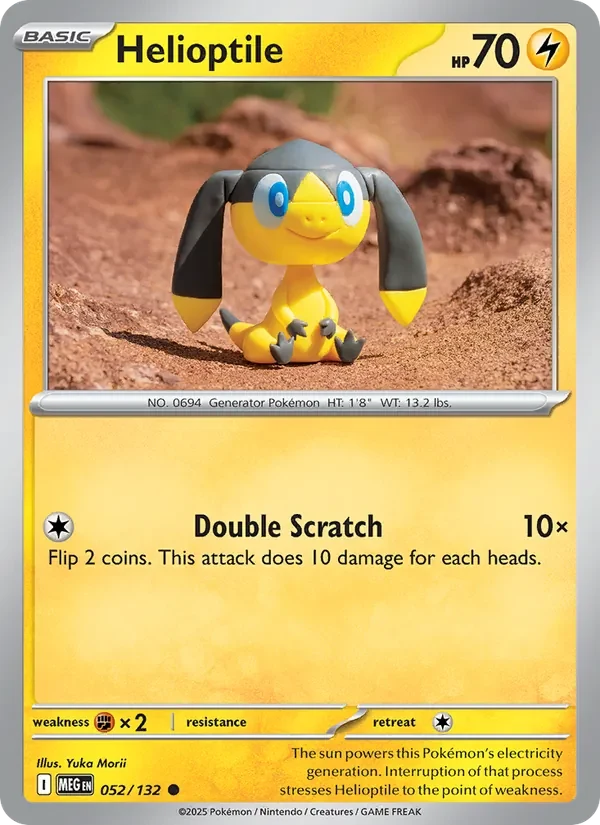Helioptile 052/132 Mega Evolution Pokémon card, Common, front scan