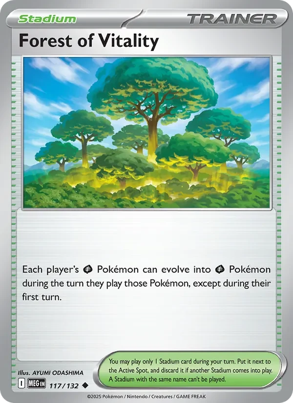 Forest of Vitality 117/132 Mega Evolution Pokémon card, Uncommon, front scan