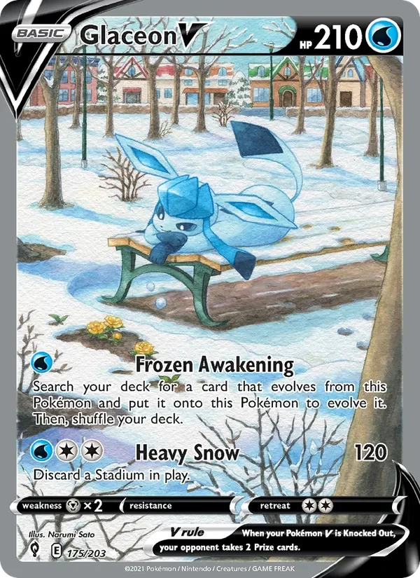 Glaceon V 175/203 Evolving Skies Pokémon card, Ultra Rare, front scan