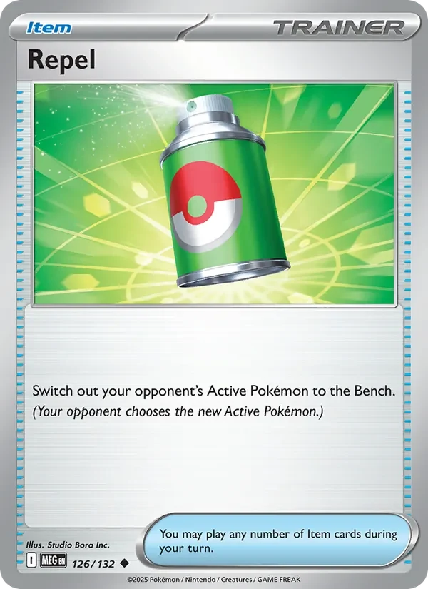 Repel 126/132 Mega Evolution Pokémon card, Uncommon, front scan