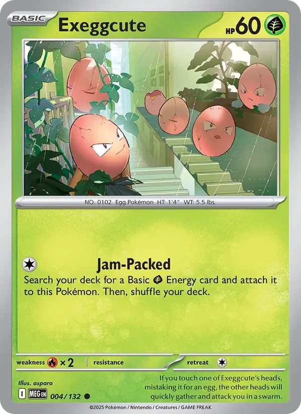 Exeggcute 004/132 Mega Evolution Pokémon card, Common, front scan