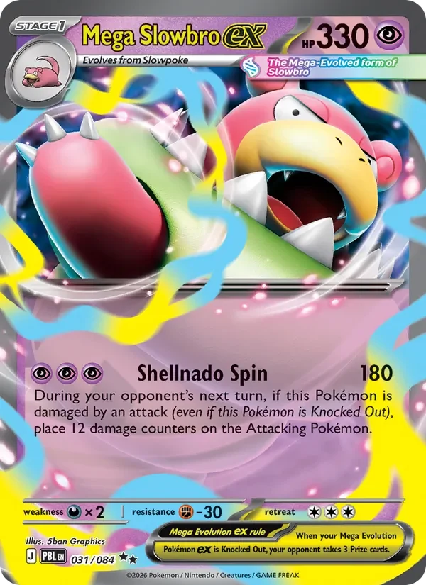 Mega Slowbro ex 031/084 Pitch Black Pokémon card, Double Rare, front scan