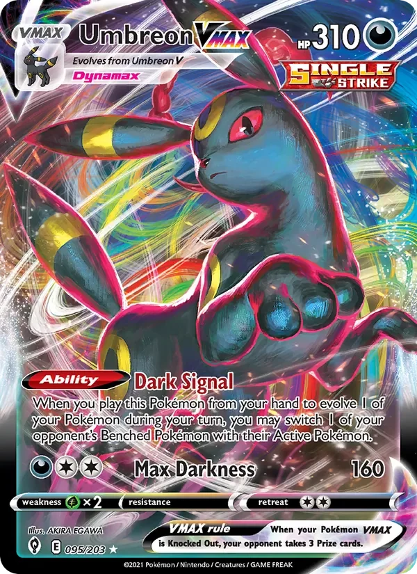 Umbreon VMAX 095/203 Evolving Skies Pokémon card, Holo Rare Vmax, front scan