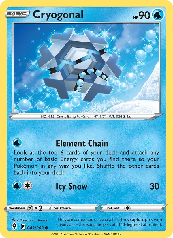 Cryogonal 043/203 Evolving Skies Pokémon card, Common, front scan