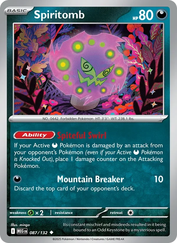 Spiritomb 087/132 Mega Evolution Pokémon card, Uncommon, front scan