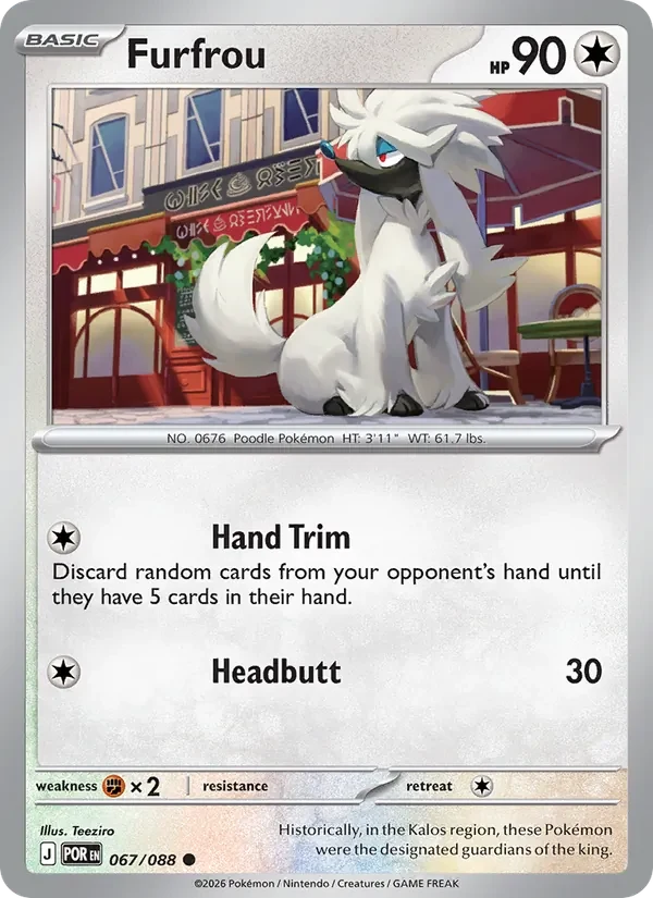 Furfrou 067/088 Perfect Order Pokémon card, Common, front scan
