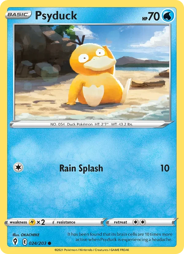 Psyduck 024/203 Evolving Skies Pokémon card, Common, front scan