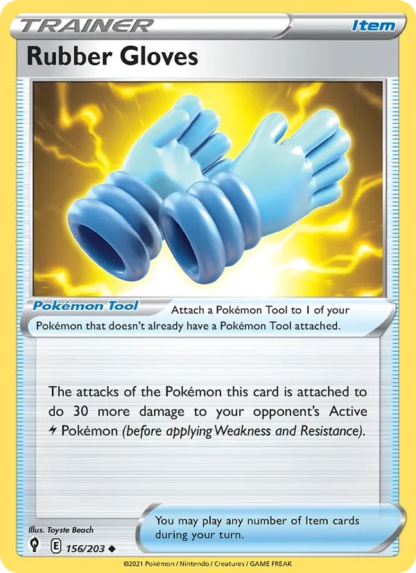 Rubber Gloves 156/203 Evolving Skies Pokémon card, Uncommon, front scan