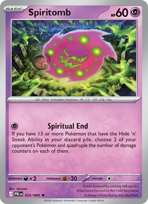 Spiritomb 035/084 Pitch Black Pokémon card, Rare, front scan