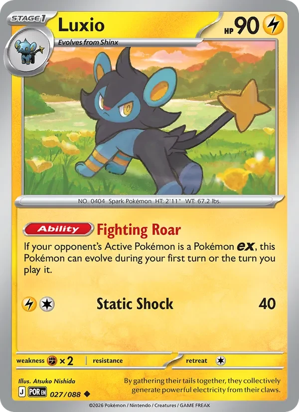 Luxio 027/088 Perfect Order Pokémon card, Uncommon, front scan
