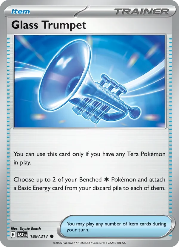 Glass Trumpet 189/217 Ascended Heroes Pokémon card, Common, front scan