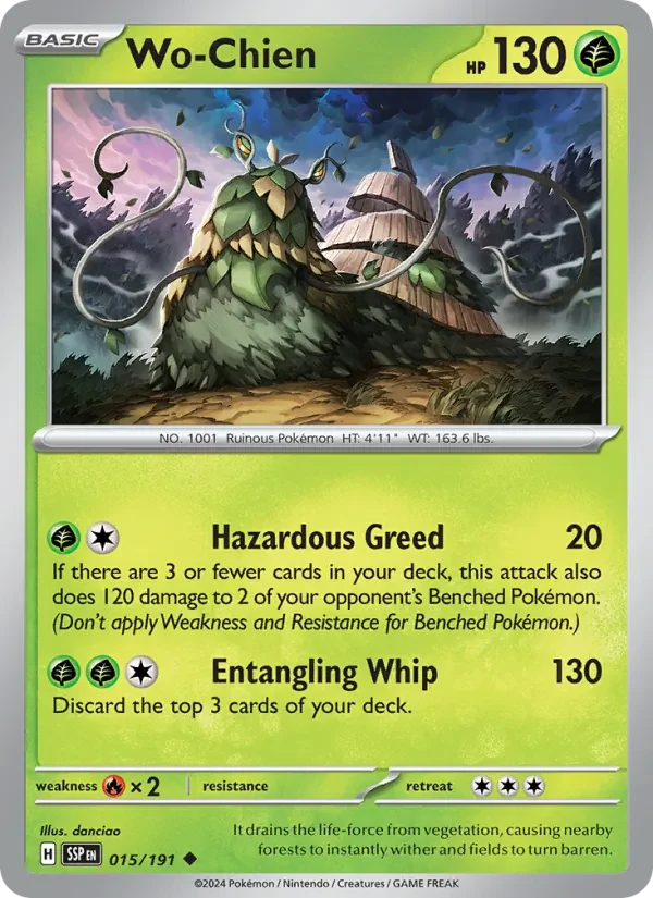 Wo-Chien 015/191 Surging Sparks Pokémon card, Uncommon, front scan