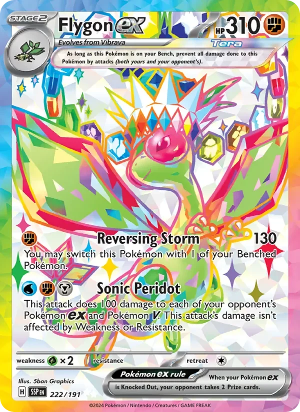 Flygon ex 222/191 Surging Sparks Pokémon card, Ultra Rare, front scan