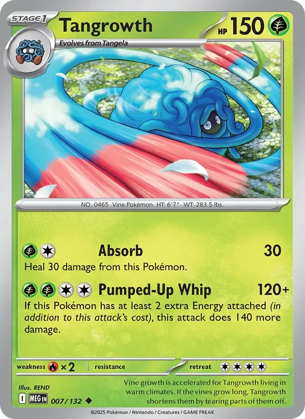 Tangrowth 007/132 Mega Evolution Pokémon card, Uncommon, front scan