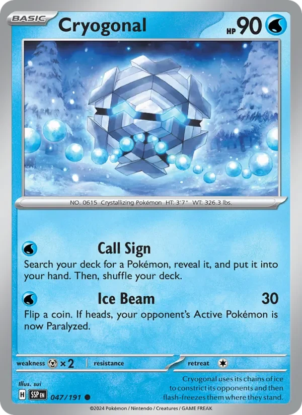 Cryogonal 047/191 Surging Sparks Pokémon card, Common, front scan