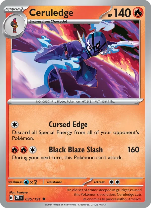 Ceruledge 035/191 Surging Sparks Pokémon card, Uncommon, front scan