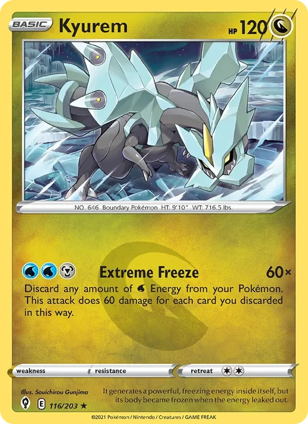 Kyurem 116/203 Evolving Skies Pokémon card, Holo Rare, front scan