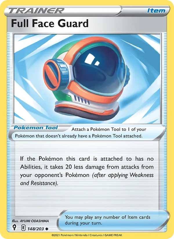 Full Face Guard 148/203 Evolving Skies Pokémon card, Uncommon, front scan