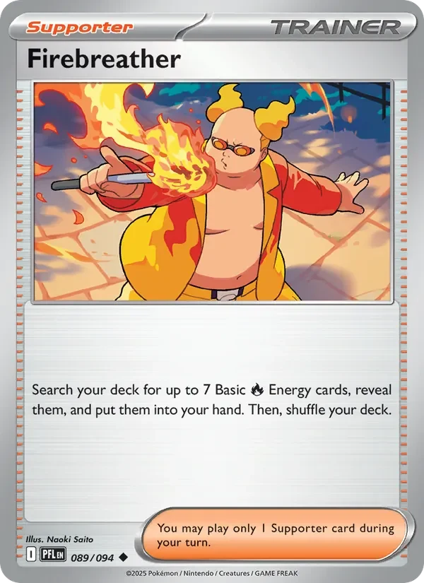 Firebreather 089/094 Phantasmal Flames Pokémon card, Uncommon, front scan