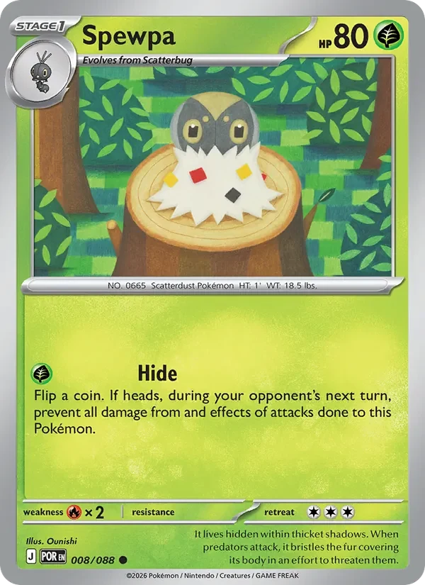 Spewpa 008/088 Perfect Order Pokémon card, Common, front scan