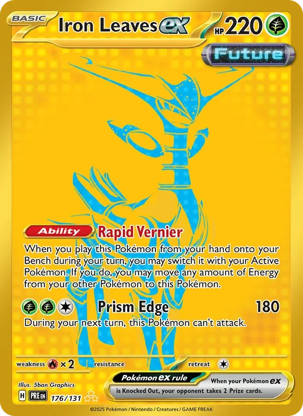 Iron Leaves ex 176/131 Prismatic Evolutions Pokémon card, Hyper Rare, front scan
