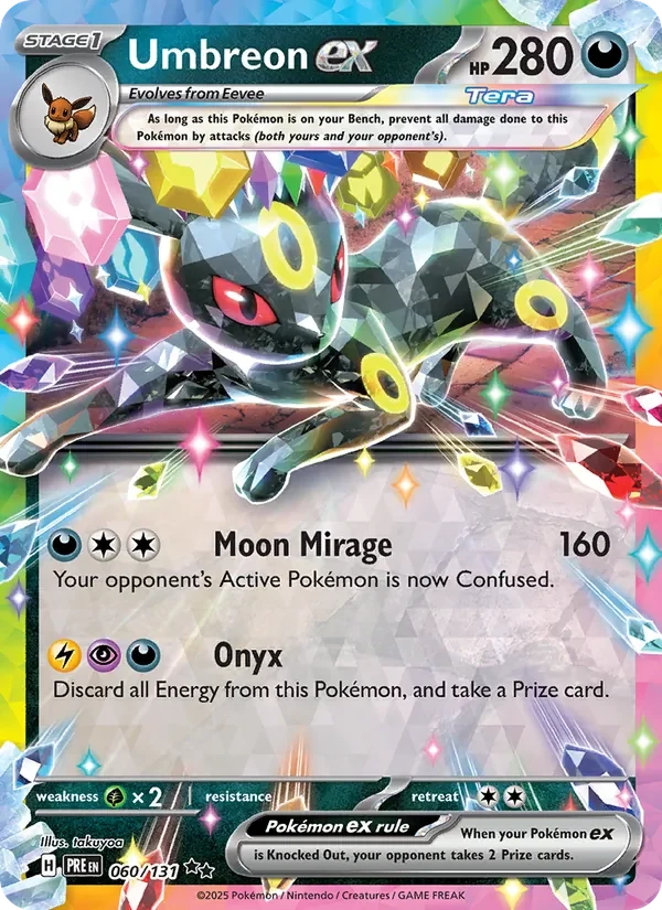 Umbreon ex 060/131 Prismatic Evolutions Pokémon card, Double Rare, front scan