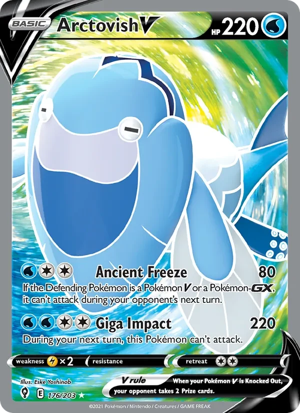 Arctovish V 176/203 Evolving Skies Pokémon card, Ultra Rare, front scan
