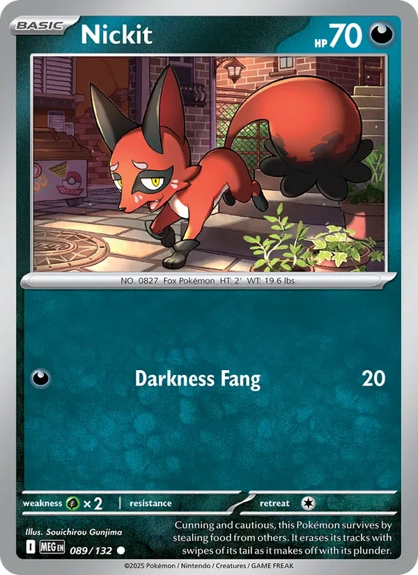 Nickit 089/132 Mega Evolution Pokémon card, Common, front scan