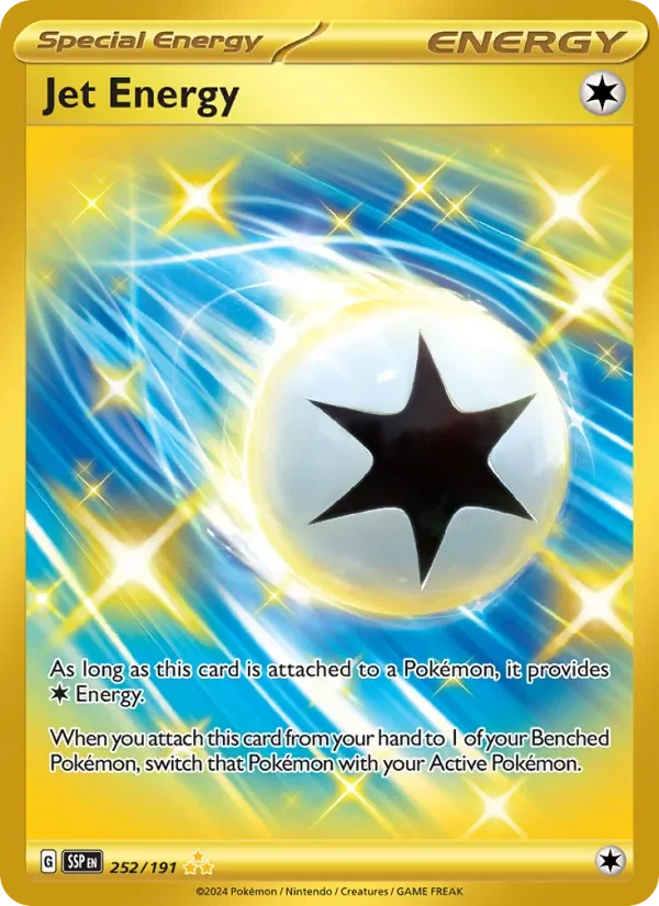 Jet Energy 252/191 Surging Sparks Pokémon card, Hyper Rare, front scan