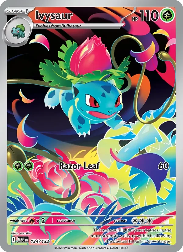 Ivysaur 134/132 Mega Evolution Pokémon card, Illustration Rare, front scan