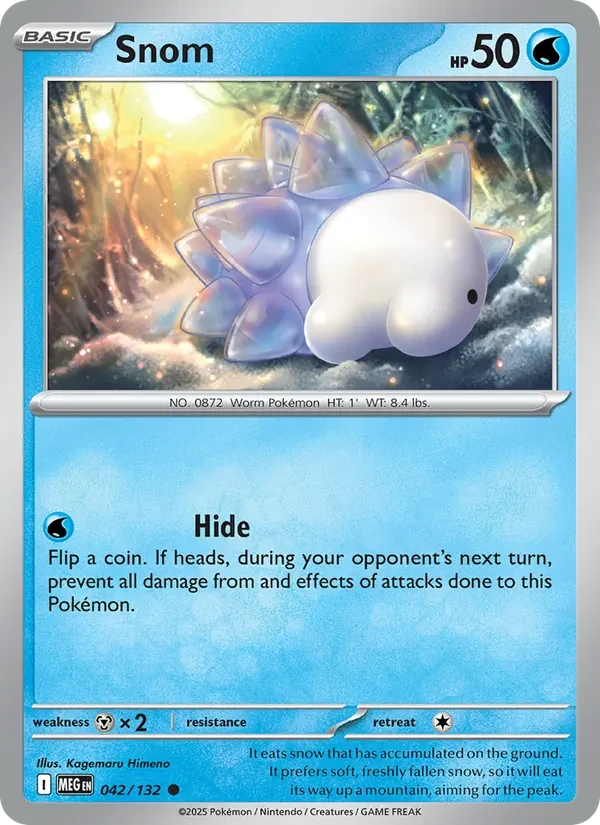 Snom 042/132 Mega Evolution Pokémon card, Common, front scan