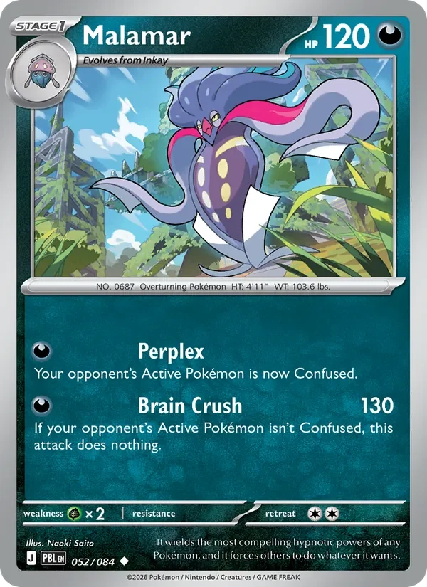 Malamar 052/084 Pitch Black Pokémon card, Uncommon, front scan