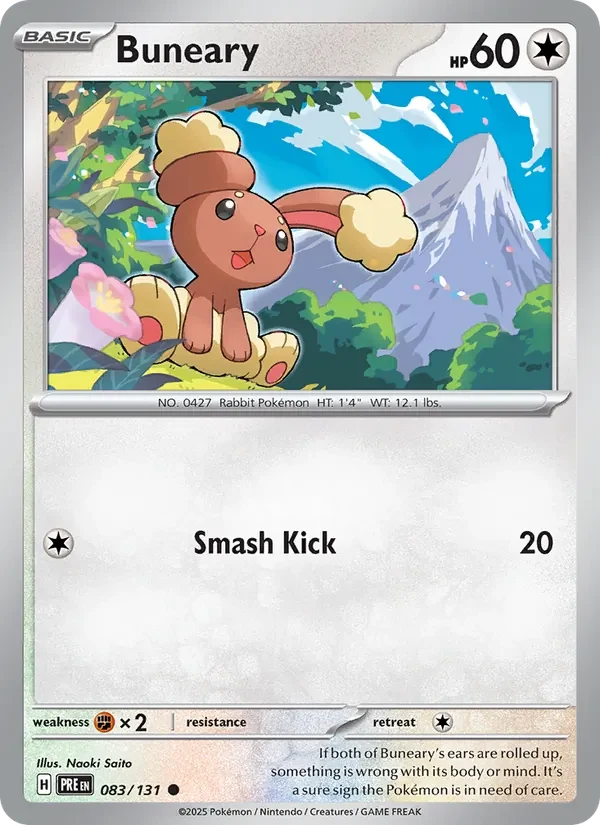 Buneary 083/131 Prismatic Evolutions Pokémon card, Common, front scan