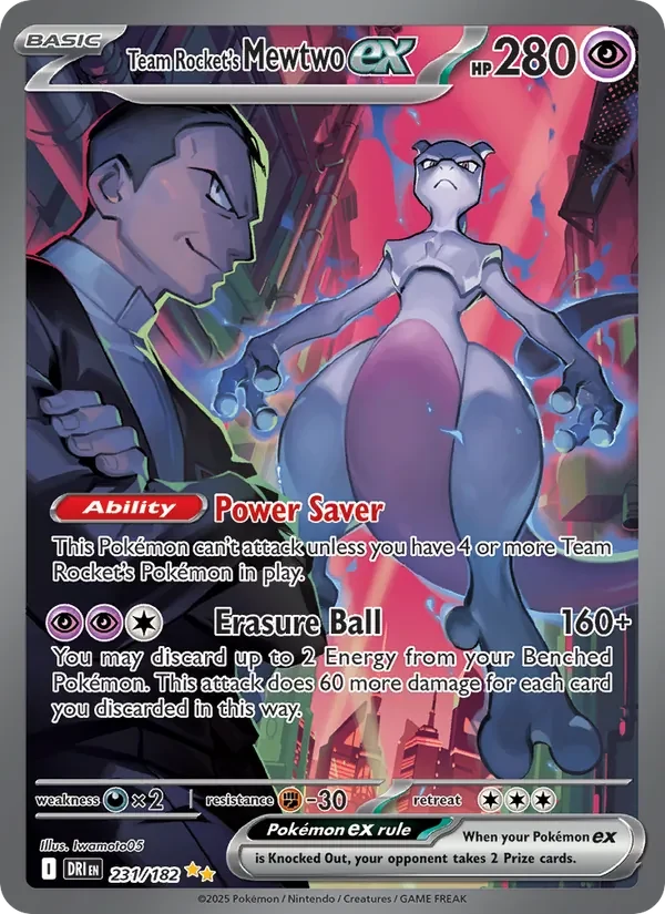 Team Rocket's Mewtwo ex 231/182 card scan