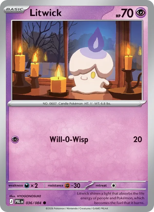 Litwick 036/084 Pitch Black Pokémon card, Common, front scan