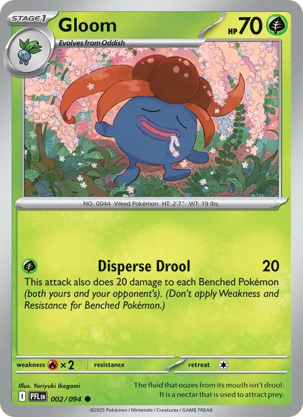 Gloom 002/094 Phantasmal Flames Pokémon card, Common, front scan