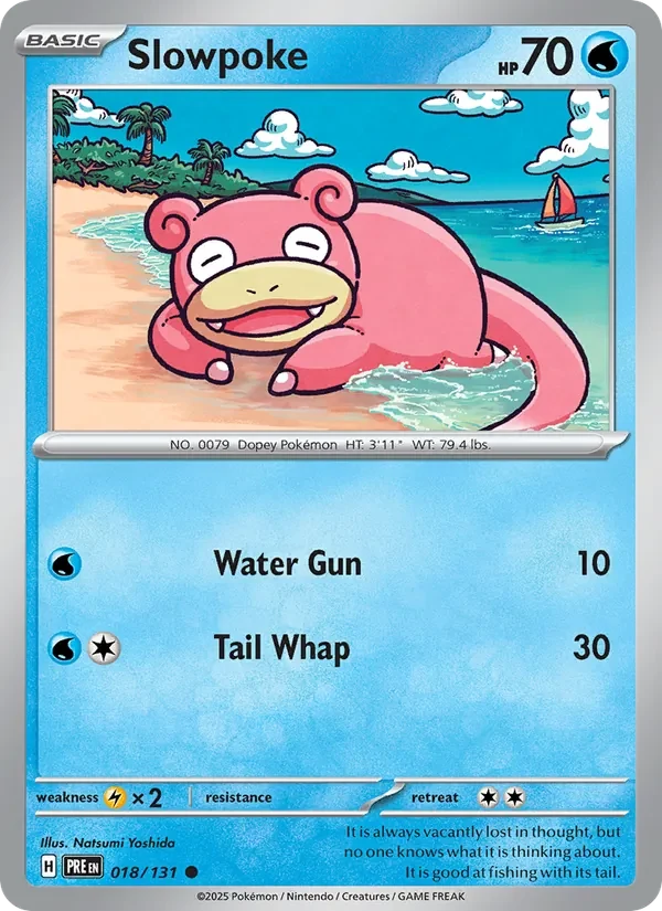 Slowpoke 018/131 Prismatic Evolutions Pokémon card, Common, front scan