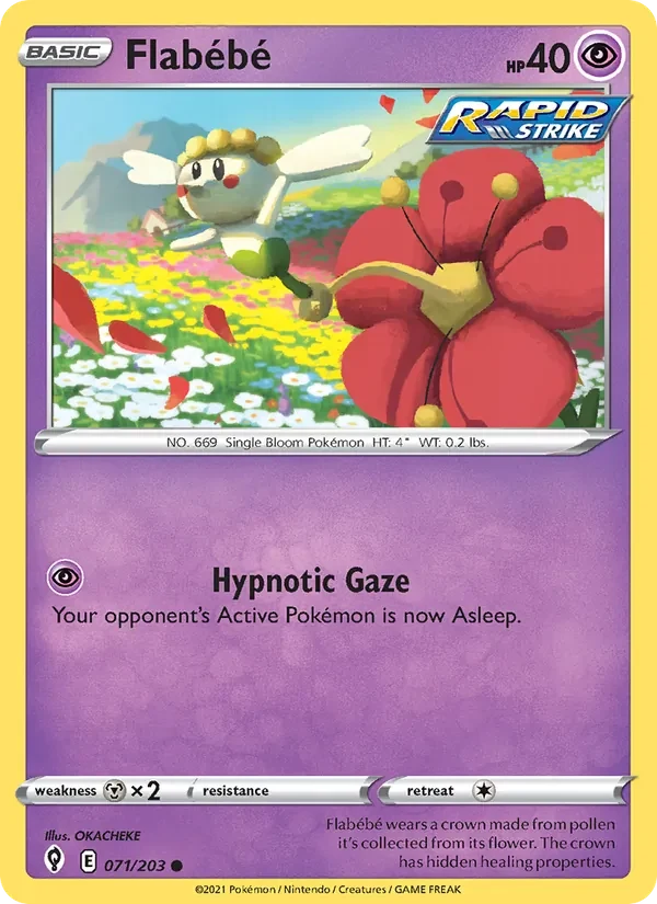 Flabébé 071/203 Evolving Skies Pokémon card, Common, front scan